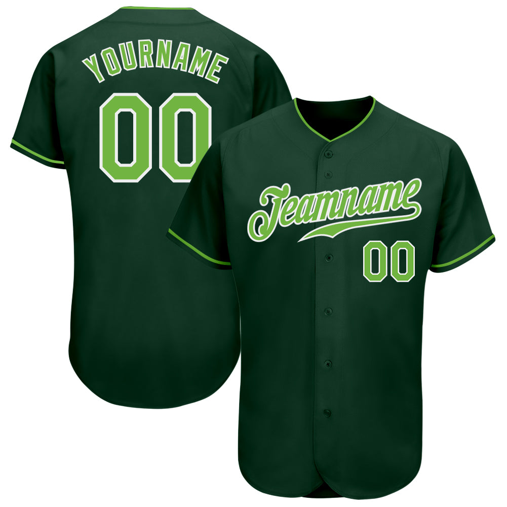 Custom Authentic Baseball Jersey with Neon Green-White Design, Personalized Name & Number Personalized Green Neon Green-White