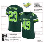 Custom Green Neon Football Jersey with Name & Number - Authentic Mesh Team Style Personalized Green Neon Green-White Mesh
