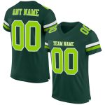 Custom Green Neon Football Jersey with Name & Number - Authentic Mesh Team Style Personalized Green Neon Green-White Mesh