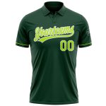 Custom Neon Green Performance Golf Polo Shirt with Name & Number - Personalized Team Apparel Personalized Green Neon Green-White