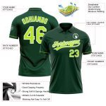 Custom Neon Green Performance Golf Polo Shirt with Name & Number - Personalized Team Apparel Personalized Green Neon Green-White
