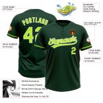 Custom Name Number Unisex Softball Jersey Green Neon Two-Button Design - Personalized Team Apparel Personalized Green Neon