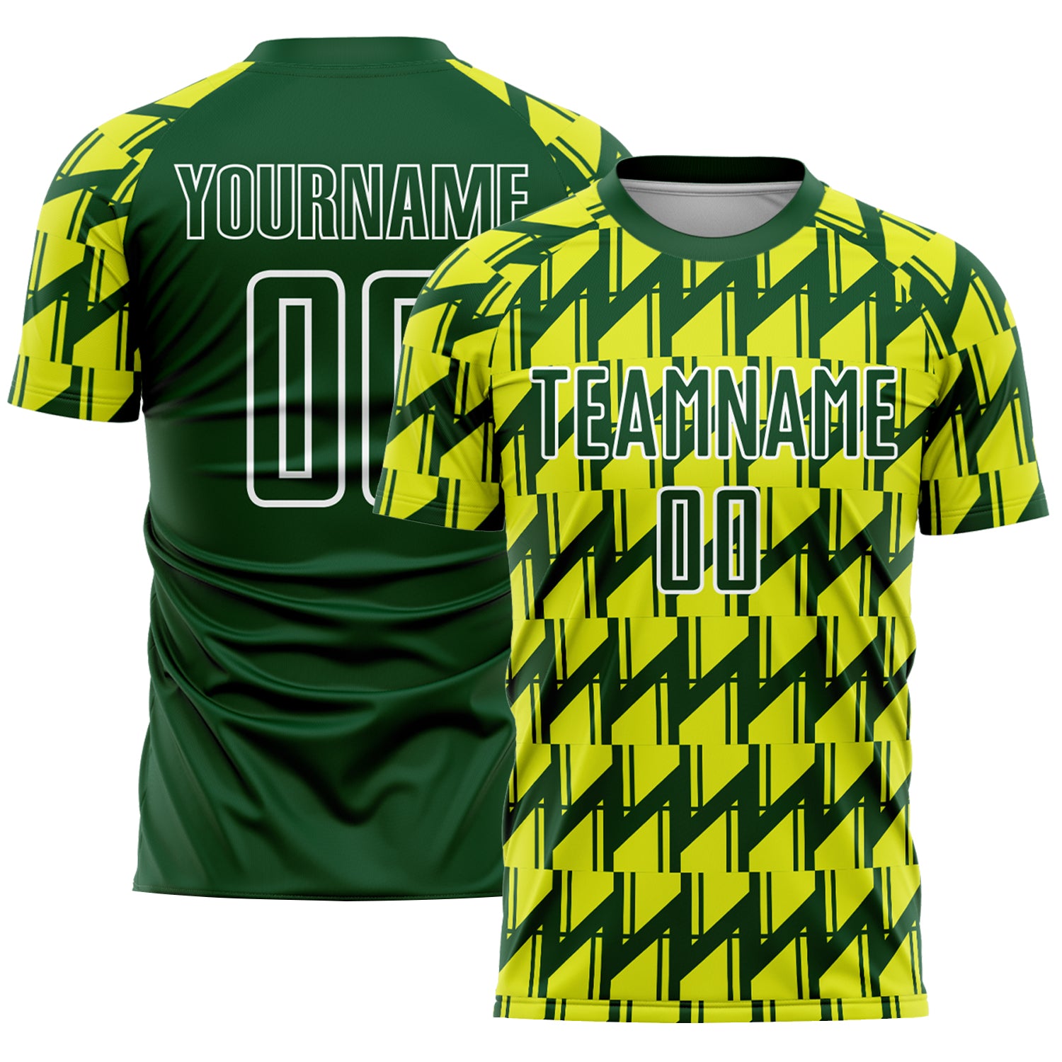 Custom Name and Number Soccer Jersey - Personalized Sublimation Neon Green Yellow-White Uniform Personalized Green Neon Yellow-White