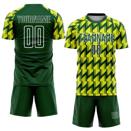 Custom Name and Number Soccer Jersey - Personalized Sublimation Neon Green Yellow-White Uniform Personalized Green Neon Yellow-White