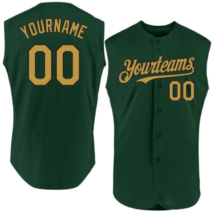 Custom Name Number Personalized Green Gold Black Baseball Jersey Sleeveless Authentic Team Apparel Personalized Green Old