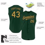 Custom Name Number Personalized Green Gold Black Baseball Jersey Sleeveless Authentic Team Apparel Personalized Green Old