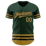 Custom Name and Number Authentic Old Gold and Black Baseball Jersey - Personalized Green Team Jersey Personalized Green Old