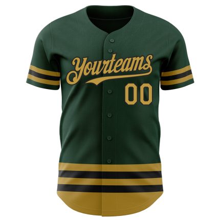 Custom Name and Number Authentic Old Gold and Black Baseball Jersey - Personalized Green Team Jersey Personalized Green Old
