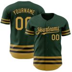 Custom Name and Number Authentic Old Gold and Black Baseball Jersey - Personalized Green Team Jersey Personalized Green Old