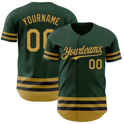 Custom Name and Number Authentic Old Gold and Black Baseball Jersey - Personalized Green Team Jersey Personalized Green Old