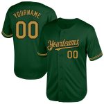 Custom Name and Number Green Old Gold-Black Mesh Throwback Baseball Jersey - Personalized Authentic Team Apparel Personalized