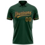 Custom Name Number Personalized Green Black Old Gold Performance Golf Polo Shirt Personalized Green Old Gold-Black Performance