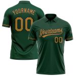 Custom Name Number Personalized Green Black Old Gold Performance Golf Polo Shirt Personalized Green Old Gold-Black Performance