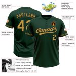 Custom Name Number Unisex Softball Jersey - Personalized Green Gold Black Two-Button Team Apparel Personalized Green Old