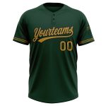 Custom Name Number Unisex Softball Jersey - Personalized Green Gold Black Two-Button Team Apparel Personalized Green Old