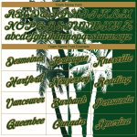 Personalized Hawaii Coconut Trees 3D Pattern Design Performance T-Shirt with Custom Name and Number in Green, Old Gold, and White