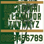 Personalized Hawaii Coconut Trees 3D Pattern Design Performance T-Shirt with Custom Name and Number in Green, Old Gold, and White
