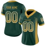 Custom Green Gold White Drift Fashion Football Jersey - Personalized Name and Number Personalized Green Old Gold-White Mesh