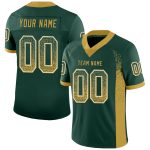 Custom Green Gold White Drift Fashion Football Jersey - Personalized Name and Number Personalized Green Old Gold-White Mesh