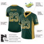 Custom Green Gold White Drift Fashion Football Jersey - Personalized Name and Number Personalized Green Old Gold-White Mesh