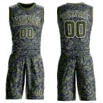 Custom Name and Number Basketball Jersey - Personalized Green Olive and Navy Round Neck Sublimation Suit Personalized Green