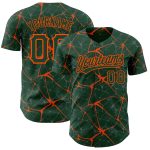 Custom Name and Number Baseball Jersey - 3D Green Orange Abstract Network Design Personalized Green Orange 3D Pattern Design