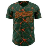 Custom Name and Number Baseball Jersey - 3D Green Orange Abstract Network Design Personalized Green Orange 3D Pattern Design
