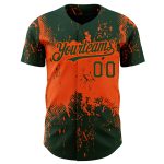 Custom Name and Number Authentic Baseball Jersey, Personalized 3D Green Orange Abstract Splatter Design, Unique Teamwear