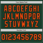 Personalized Two-Tone Varsity Letterman Bomber Jacket Green Black Orange Full-Snap Personalized Green Orange-Black Bomber