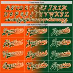 Custom Name Number Gradient Varsity Letterman Bomber Jacket Green Orange-Cream Fashion Full-Snap Personalized Green Orange-Cream