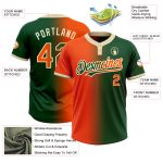 Custom Name and Number Unisex Softball Jersey in Green Orange-Cream Gradient - Personalized Two-Button Fashion Design Personalized