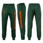 Custom Team Name Number Fleece Jogger Sweatpants in Green Orange - Personalized Athletic Pants Personalized Green Orange