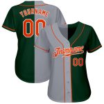 Custom Name and Number Personalized Baseball Jersey - Authentic Green Orange-Gray Split Fashion Team Jersey Personalized