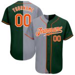 Custom Name and Number Personalized Baseball Jersey - Authentic Green Orange-Gray Split Fashion Team Jersey Personalized
