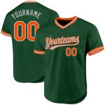 Custom Name and Number Authentic Baseball Jersey - Personalized Green Orange-Gray Throwback Team Jersey Personalized Green