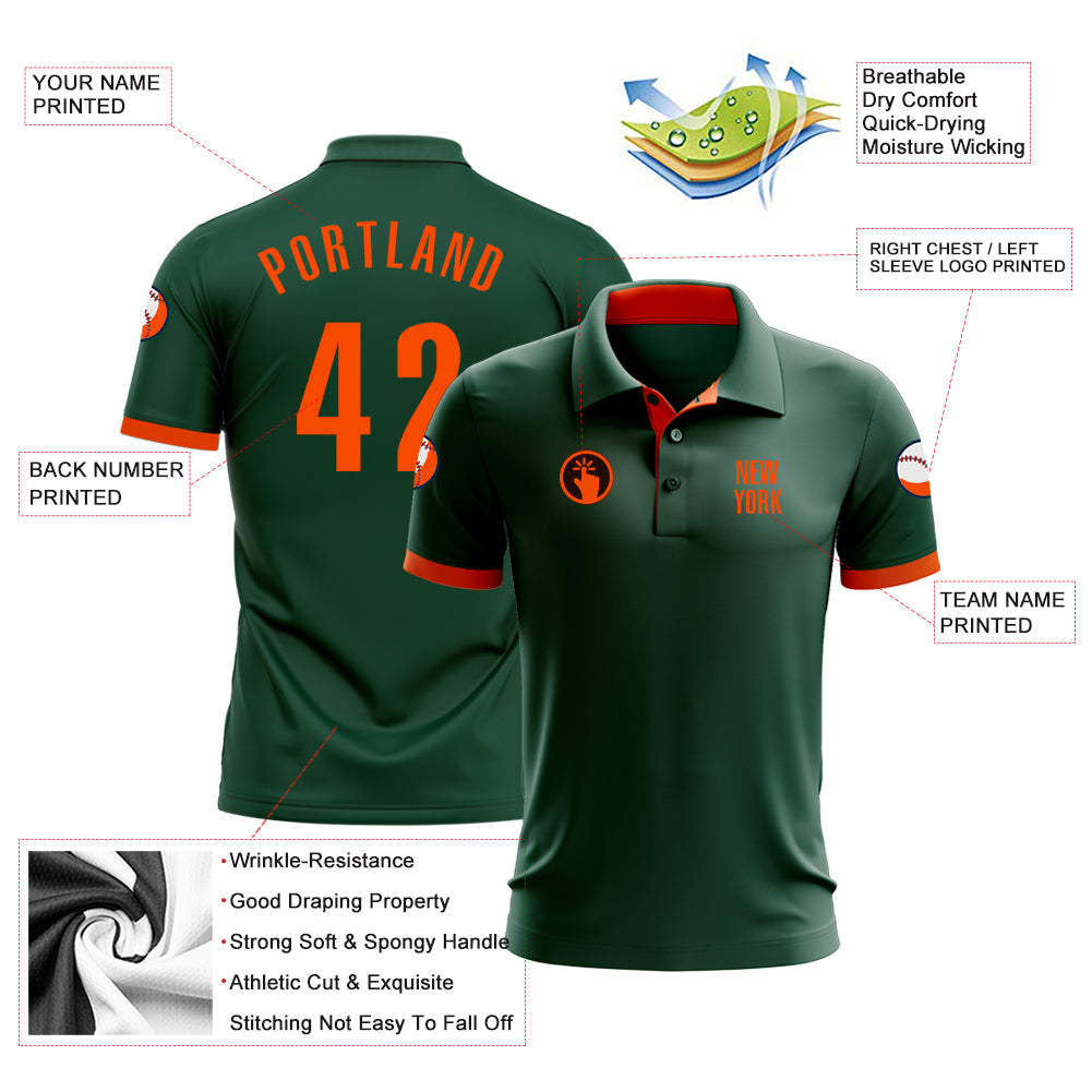 Personalized Green Orange Performance Golf Polo Shirt Team Custom Name and Number Custom Name and Number Performance Golf Polo Shirt in Green and Orange - Personalized Team Apparel Personalized Green Orange - Image 3