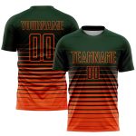 Custom Name Number Soccer Uniform Jersey - Personalized Green Orange Pinstripe Fade Fashion Design Personalized Green Orange