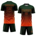 Custom Name Number Soccer Uniform Jersey - Personalized Green Orange Pinstripe Fade Fashion Design Personalized Green Orange