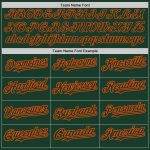Custom Name and Number Unisex Softball Jersey, Personalized Green and Orange Pinstripe, Two-Button Design Personalized Green