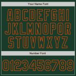 Custom Name and Number Unisex Softball Jersey, Personalized Green and Orange Pinstripe, Two-Button Design Personalized Green