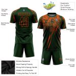 Custom Name and Number Sublimation Soccer Jersey - Personalized Green and Orange Team Uniform Personalized Green Orange Sublimation
