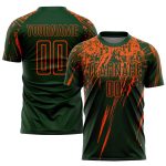 Custom Name and Number Sublimation Soccer Jersey - Personalized Green and Orange Team Uniform Personalized Green Orange Sublimation