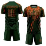 Custom Name and Number Sublimation Soccer Jersey - Personalized Green and Orange Team Uniform Personalized Green Orange Sublimation
