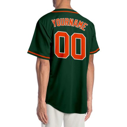 Personalized Authentic Baseball Jersey in Green Orange-White Color Personalized Green Orange-White Authentic Baseball Jersey