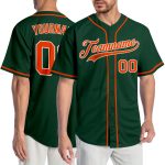 Personalized Authentic Baseball Jersey in Green Orange-White Color Personalized Green Orange-White Authentic Baseball Jersey