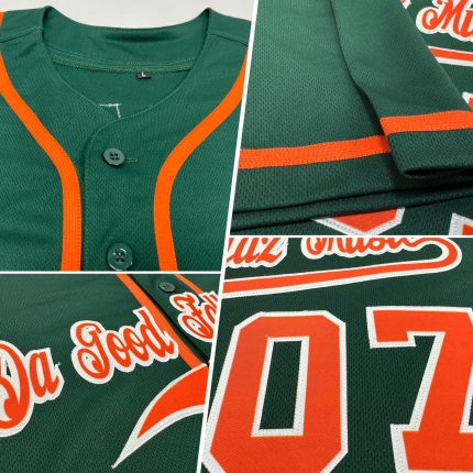 Custom Authentic Baseball Jersey - Personalized Green Orange-White with Name and Number Personalized Green Orange-White Authentic