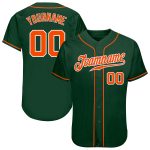 Custom Authentic Baseball Jersey - Personalized Green Orange-White with Name and Number Personalized Green Orange-White Authentic
