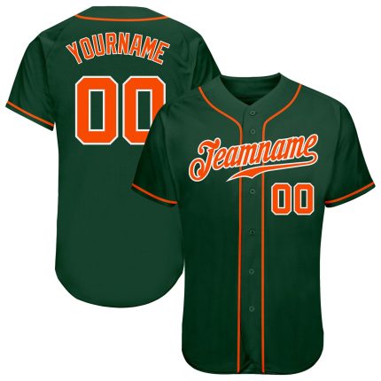 Custom Authentic Baseball Jersey - Personalized Green Orange-White with Name and Number Personalized Green Orange-White Authentic