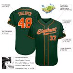 Custom Authentic Baseball Jersey - Personalized Green Orange-White with Name and Number Personalized Green Orange-White Authentic