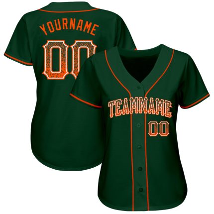 Custom Name and Number Authentic Baseball Jersey in Green Orange-White Drift Fashion Personalized Green Orange-White Authentic